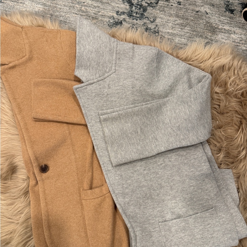 Set of Two J.Crew Gray and Tan Open Front Sweater Blazers XXS
